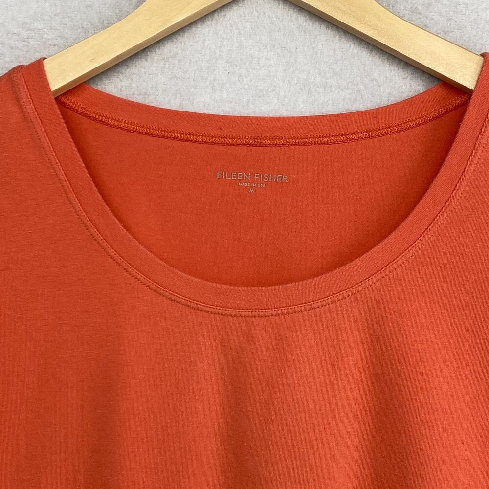EILEEN FISHER Top M Stretch Organic Cotton Jersey Short Sleeve Basic Orange USA - Picture 3 of 10